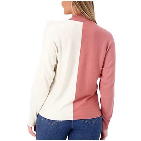 Candace Cameron Bure Colorblocked Mock-Neck Sweater SMALL (310) - Picture 3 of 6